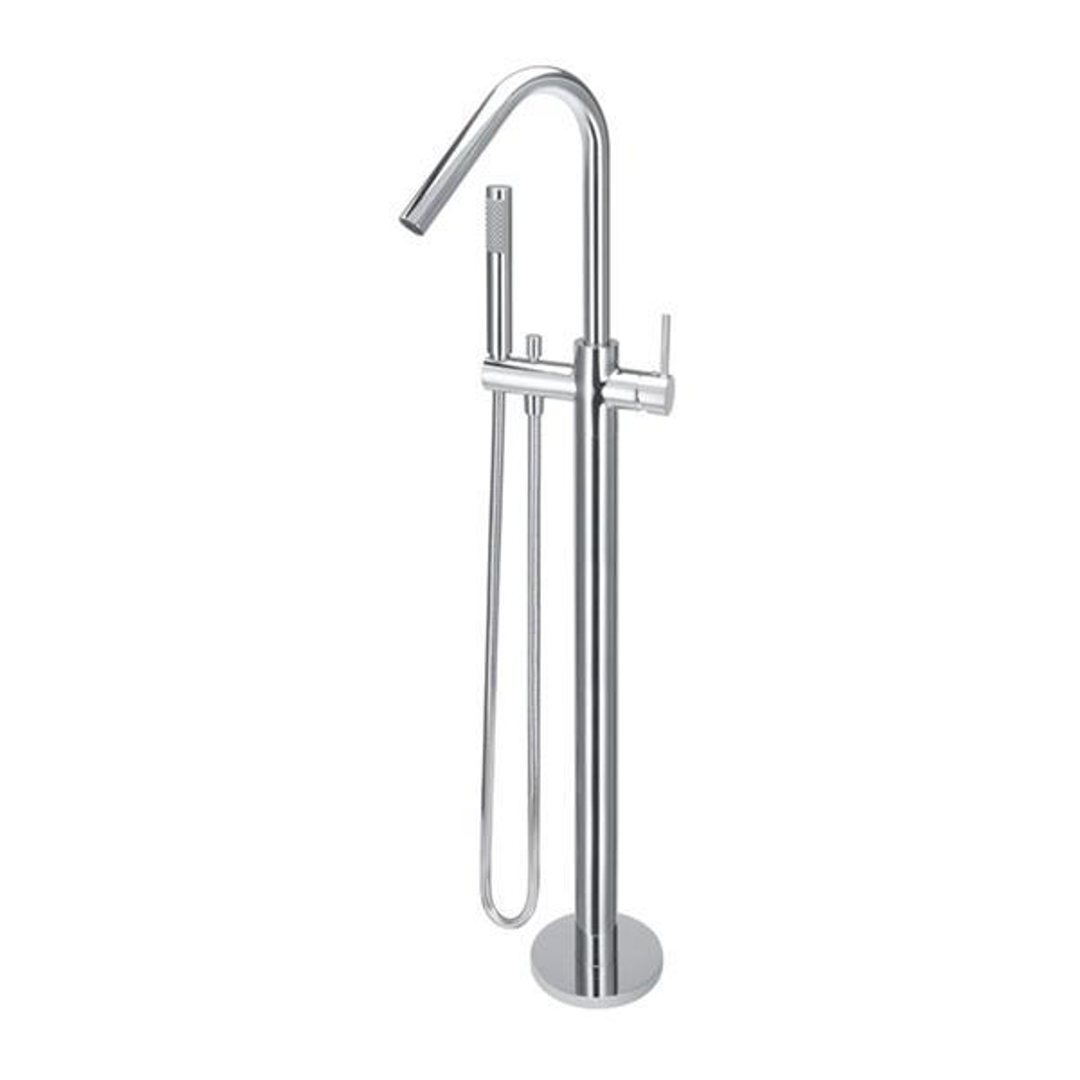 Meir Freestanding Round Bath Mixer With Hand Spray - Chrome