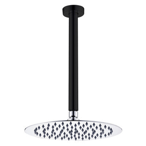 Fienza Kaya Shower Ceiling Dropper Set Matte Black With Chrome Head