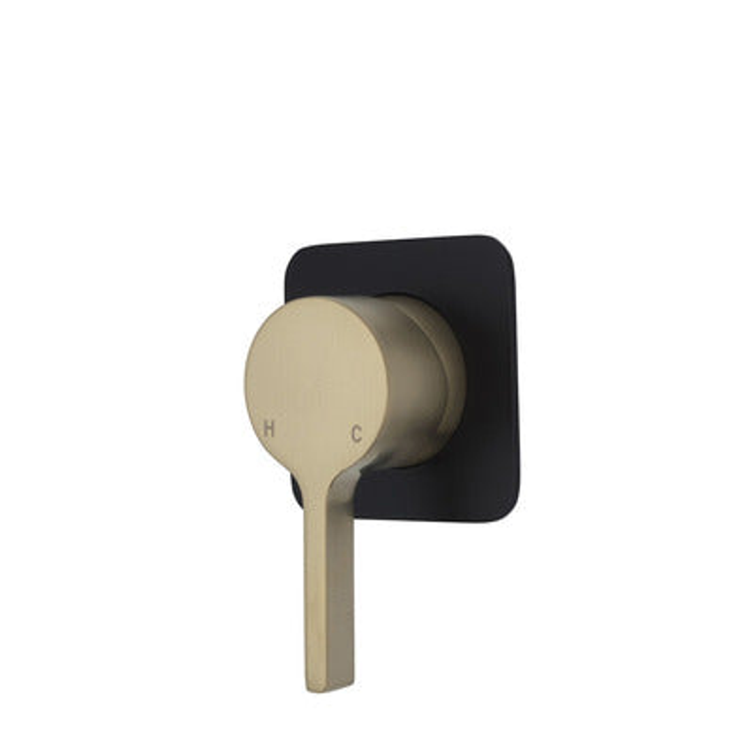 Fienza Sansa Wall Mixer Urban Brass Soft Square Matte Black Plate