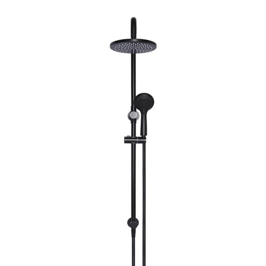 Meir Round Combination Shower Rail 200mm Rose & Hand Shower - Matte Black