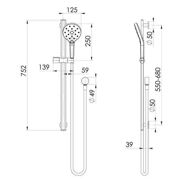 Phoenix Oxley Rail Shower Brushed Nickel