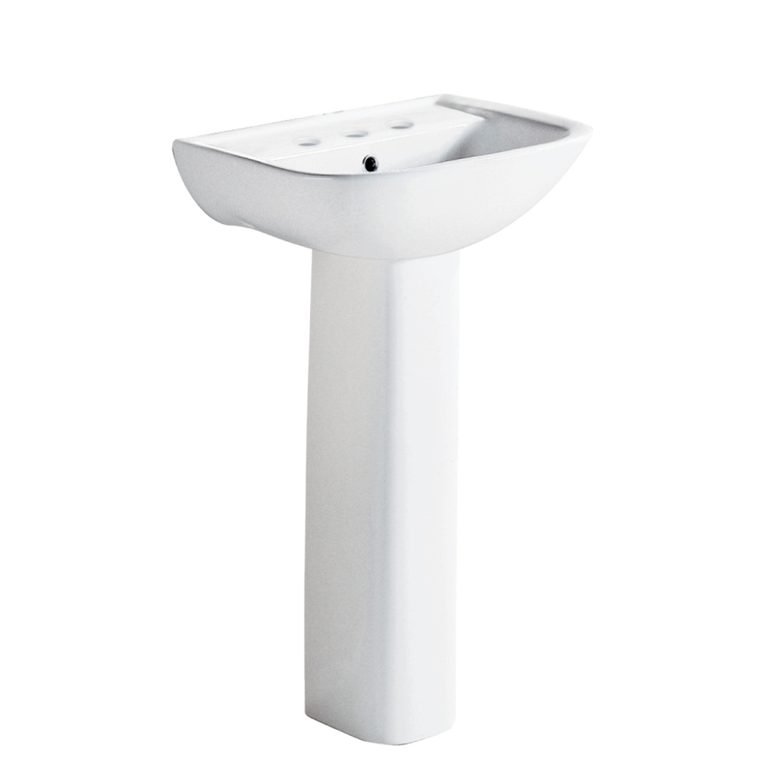 Rak Lara 500 Wall Basin With Pedestal 510X405mm 3 Tap Hole White
