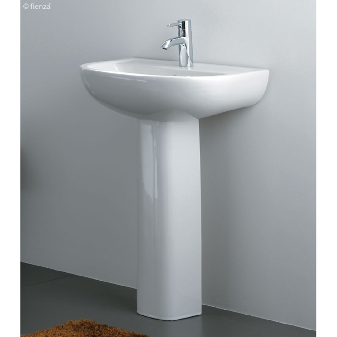 Rak Compact 550 Wall Basin With Pedestal 545X410mm 1 Tap Hole White