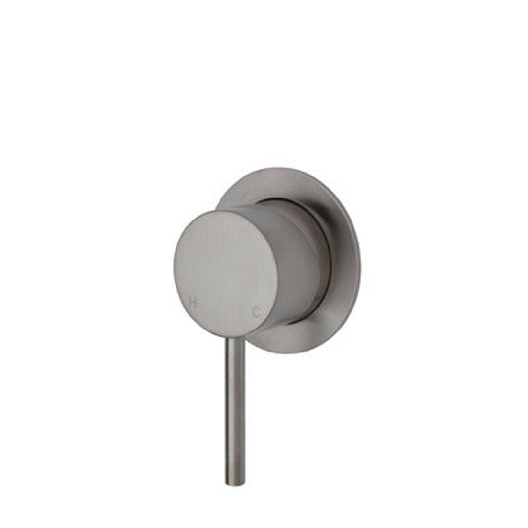 Fienza Kaya Wall Mixer Brushed Nickel Small Round Brushed Nickel Plate