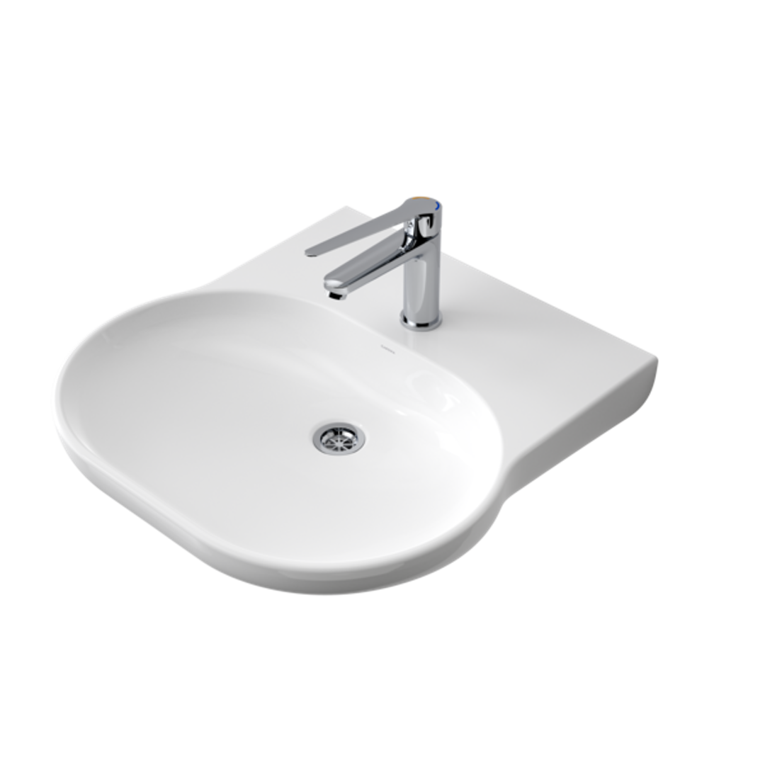 Caroma Opal Sole Wall Basin White 1 Tap Hole