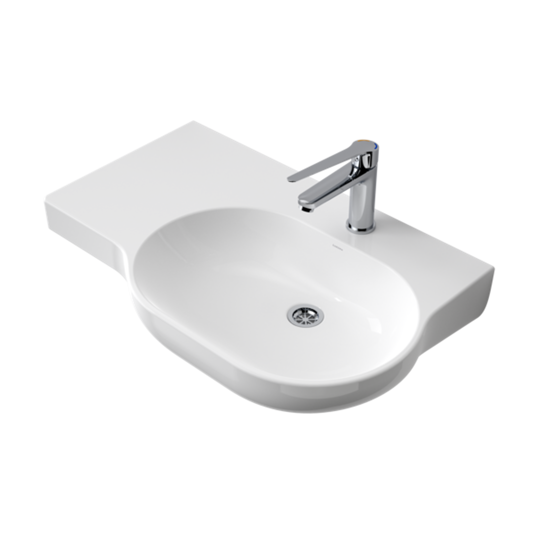 Caroma Opal 720 Wall Basin Left Hand White 1 Tap Hole