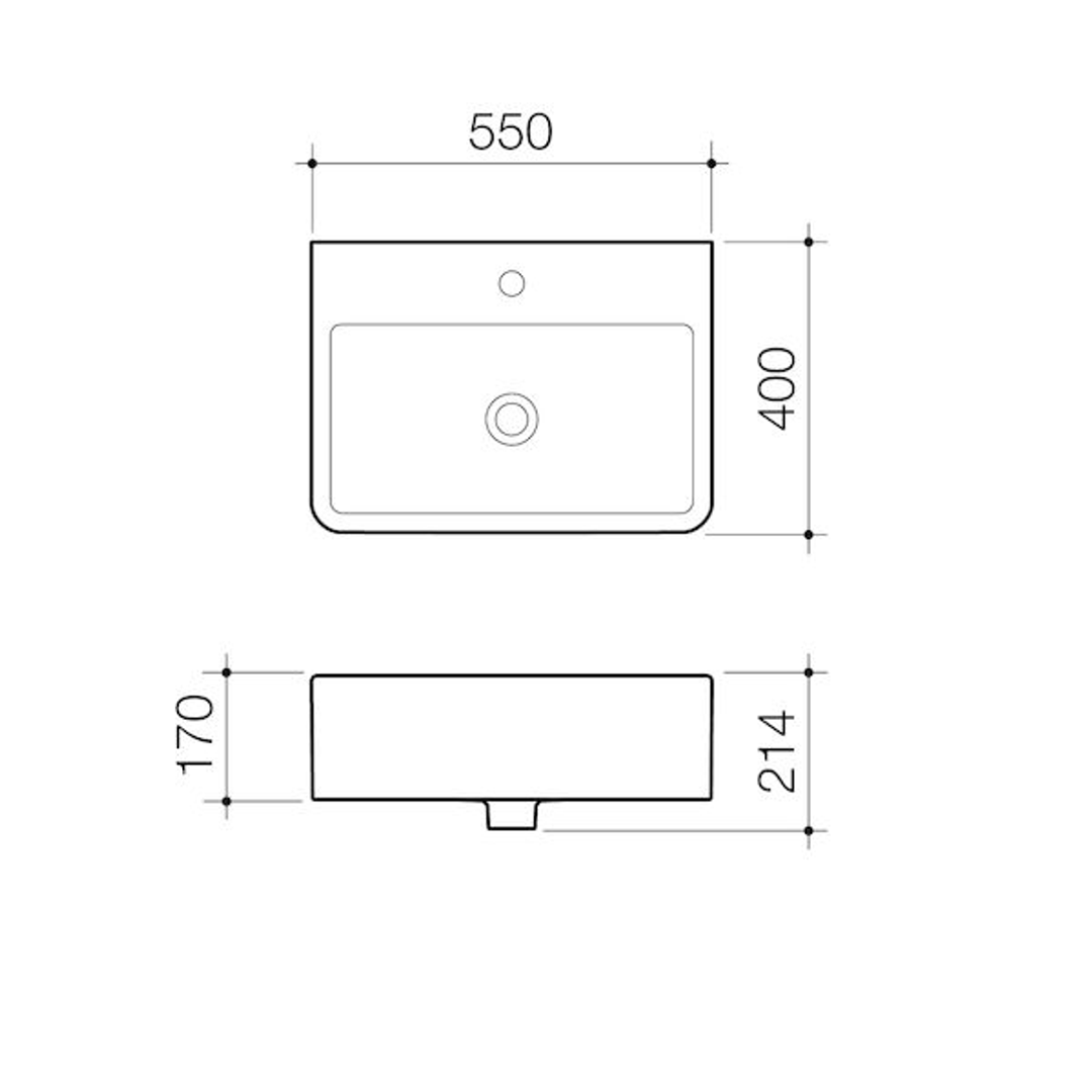 Caroma Cubus Utility Wall Basin 1 Tap Hole  White