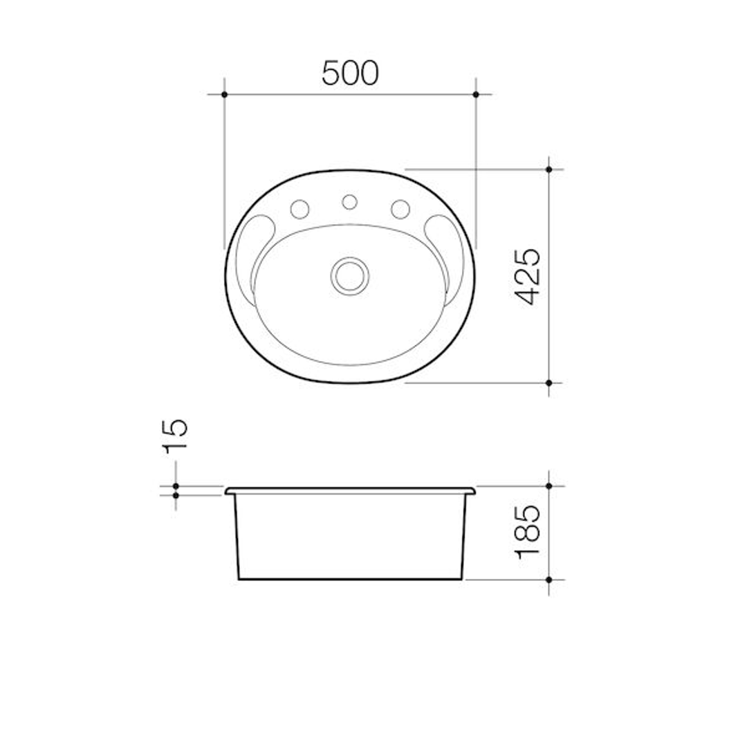 Caroma Concorde 500 Vanity Basin White 3 Tap Hole