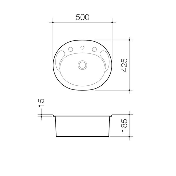 Caroma Concorde 500 Vanity Basin White 3 Tap Hole