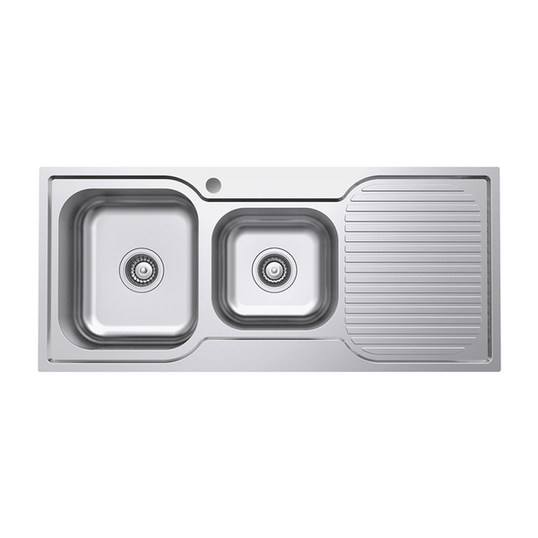 Fienza Tiva 1080 Kitchen Sink Left 1.75 Bowl & Drainer 19L-12L 1Th 1080X480X180mm