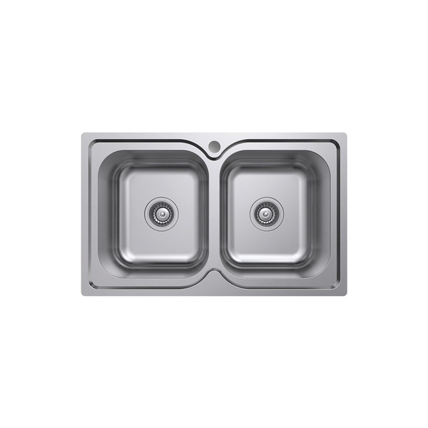 Fienza Tiva Dbl Bowl Sink 1Th Top Mount 19L/19L 780X480X180mm