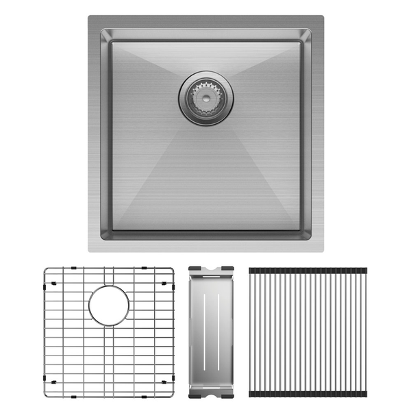 Fienza Hana Single Bowl Sink 32L Inc Ss Colander Roller Protector 450X450X200mm