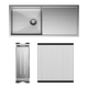 Fienza Hana Single Bowl Sink 36L W/Side Drainer Inc Ss Colander Roller 990X450X200Mm