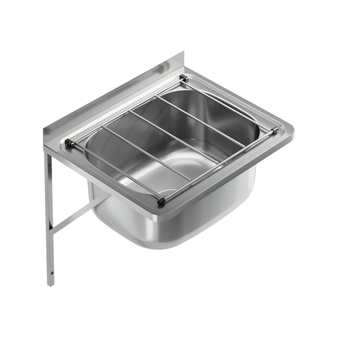 FIENZA CLEANERS SINK 35L WITH GRATE & WALL BRACKETS (1 PAIR) NO WASTE INC 555X455X220MM