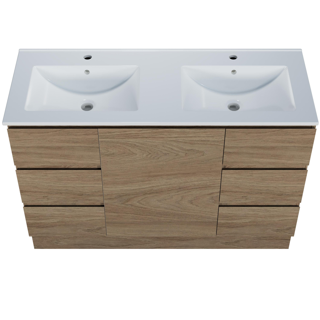 Harmony Six Drawer Vanity 1200mm, Centre Bowl Alpha Top, Floor Standing