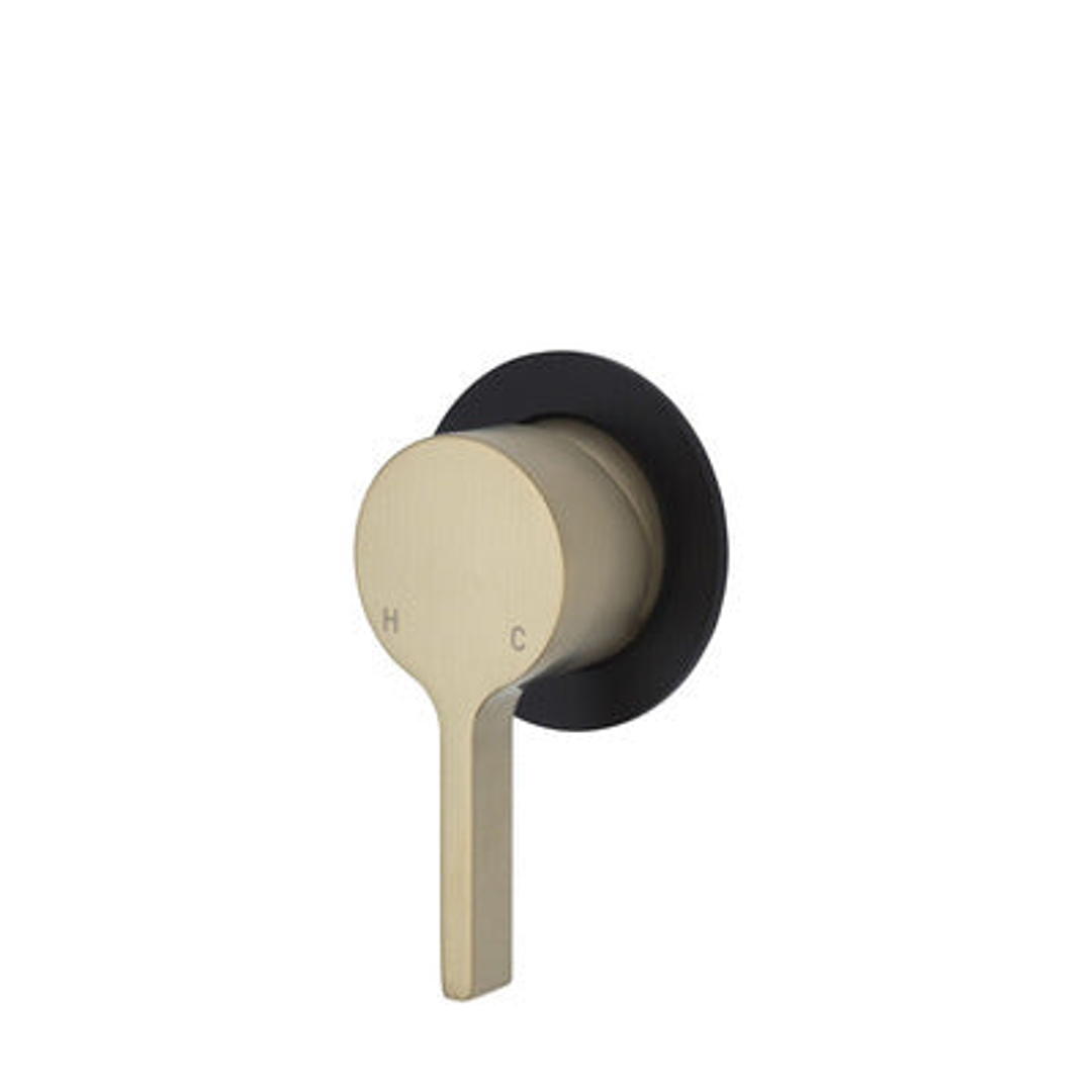 Fienza Sansa Wall Mixer Urban Brass Small Round Matte Black Plate