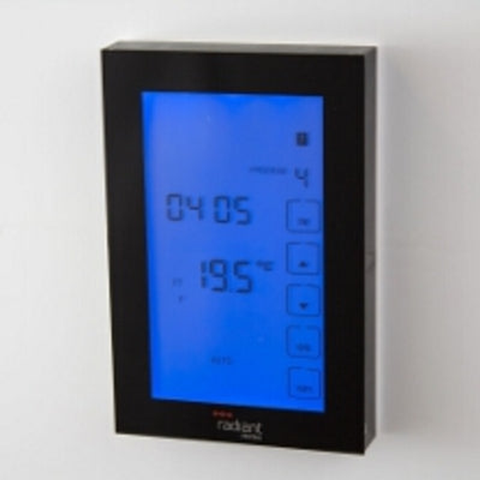 Radiant Glass Fronted Touch Screen Thermostat Vertical Mounted Black Gtsb-Th-V