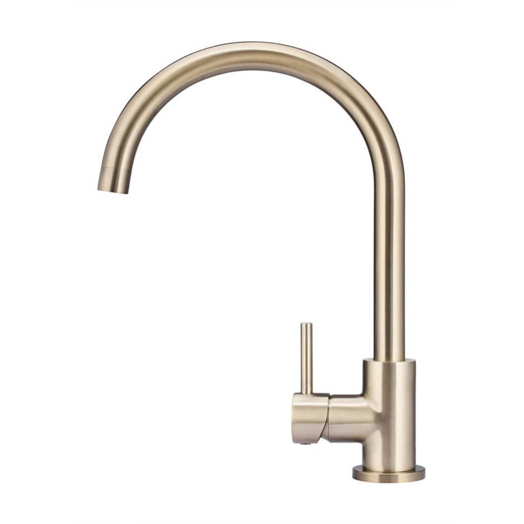Meir Round Gooseneck Kitchen Mixer Tap Champagne