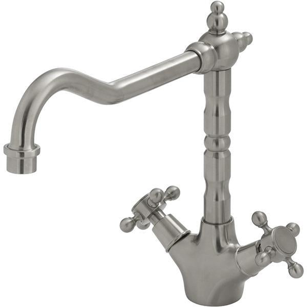 Fienza Lillian Shepherds Crook Sink Mixer - Brushed Nickel