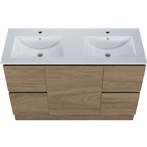 Harmony Double Drawer Vanity 1200mm, Centre Bowl Alpha Top, Floor Standing