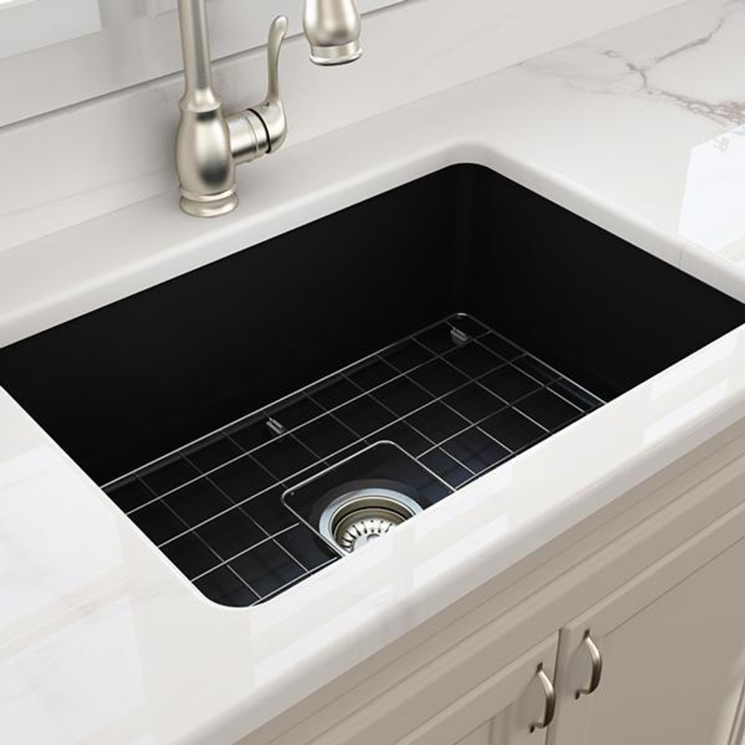 T&H Cuisine 68 X 48 Inset / Undermount Fine Fireclay Sink Matte Black