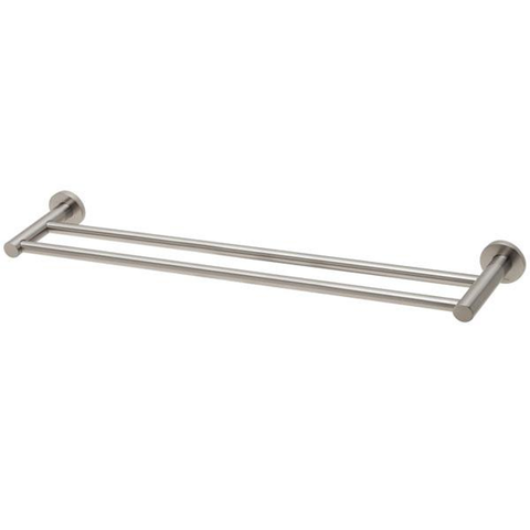 Phoenix RadII Double Towel Rail Round Plate - Brushed Nickel