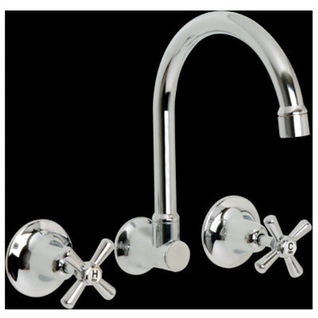 Ram Dorset Wall Sink Set Gooseneck Spt Chrome