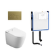 Aulic Lafeme Crawford Inwall Cistern Floor Pan Smart Toilet With Brushed Gold Flush Plate