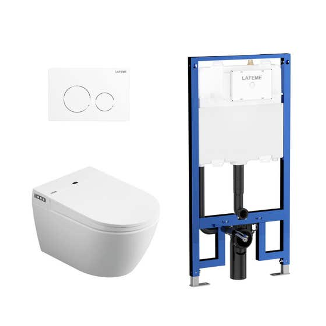 Aulic Lafeme Sesto Inwall Cistern Wall Hung Smart Toilet With Matte White Flush Plate