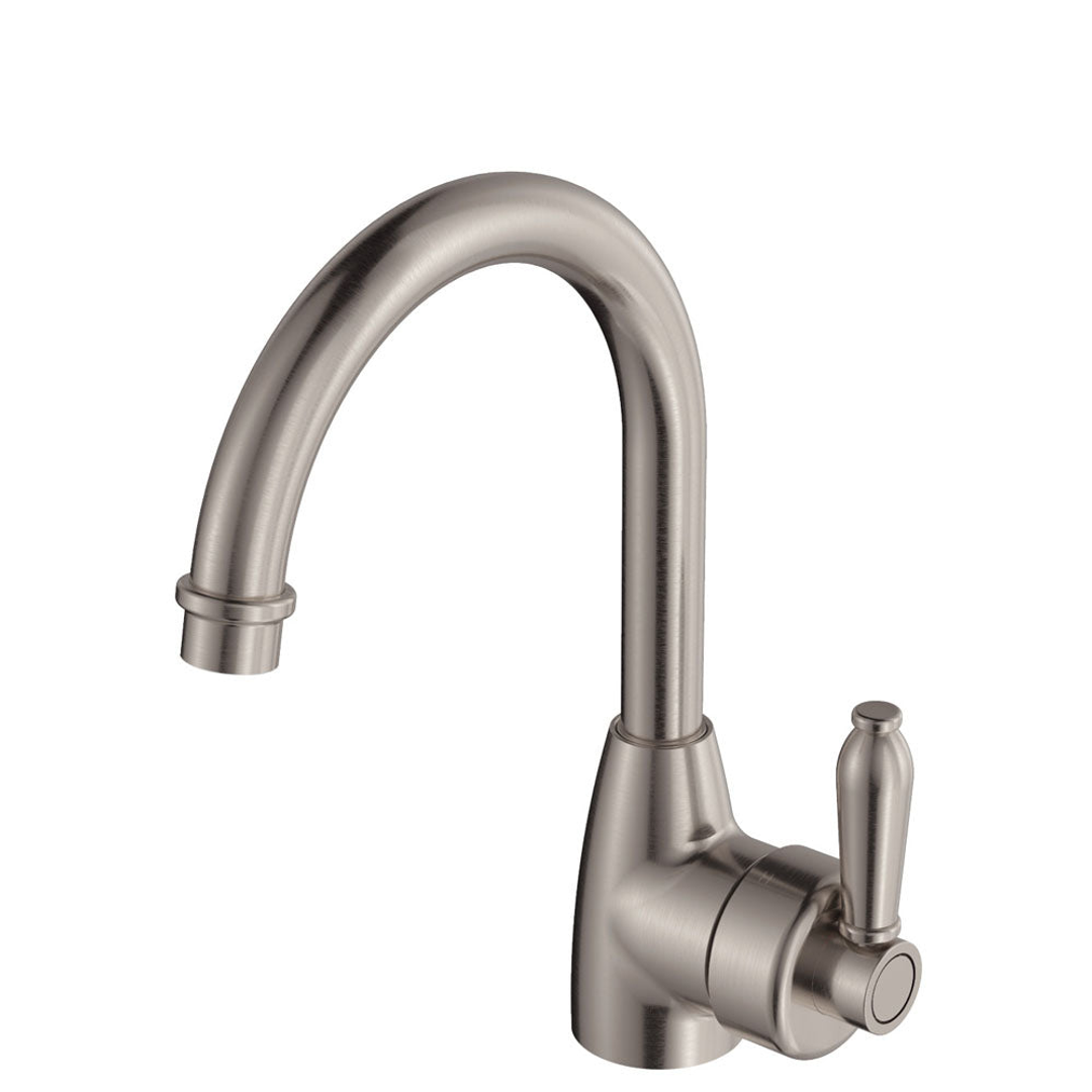 Fienza Eleanor Gooseneck Basin Mixer - Brushed Nickel