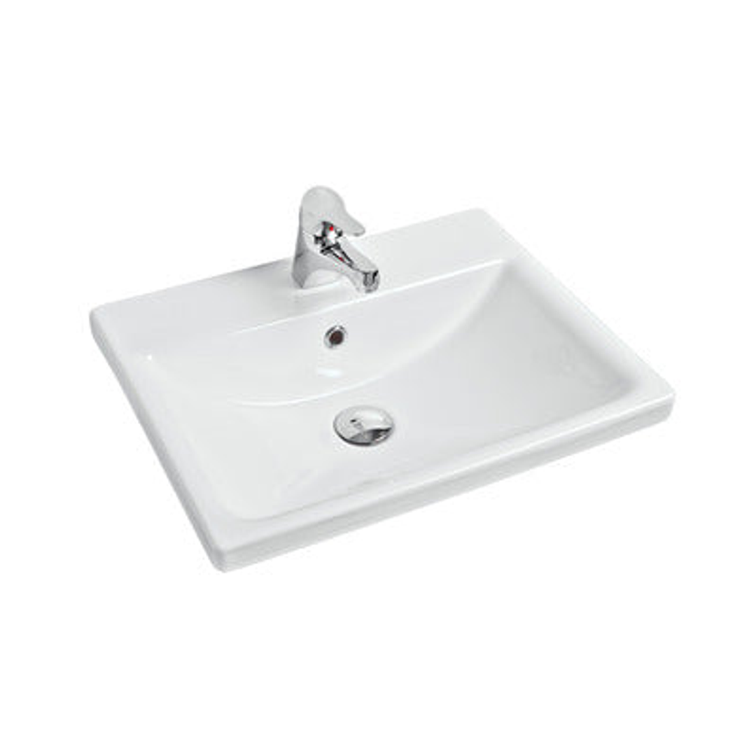 Argent Zen Drop In Basin C/W Liquid Soap Disp 1Th White