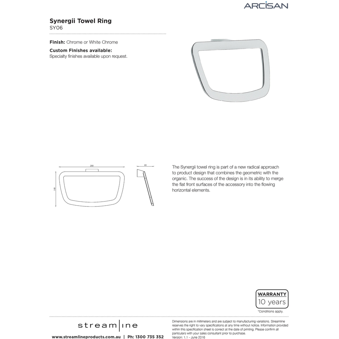 Arcisan Synergii Towel Ring  Chrome