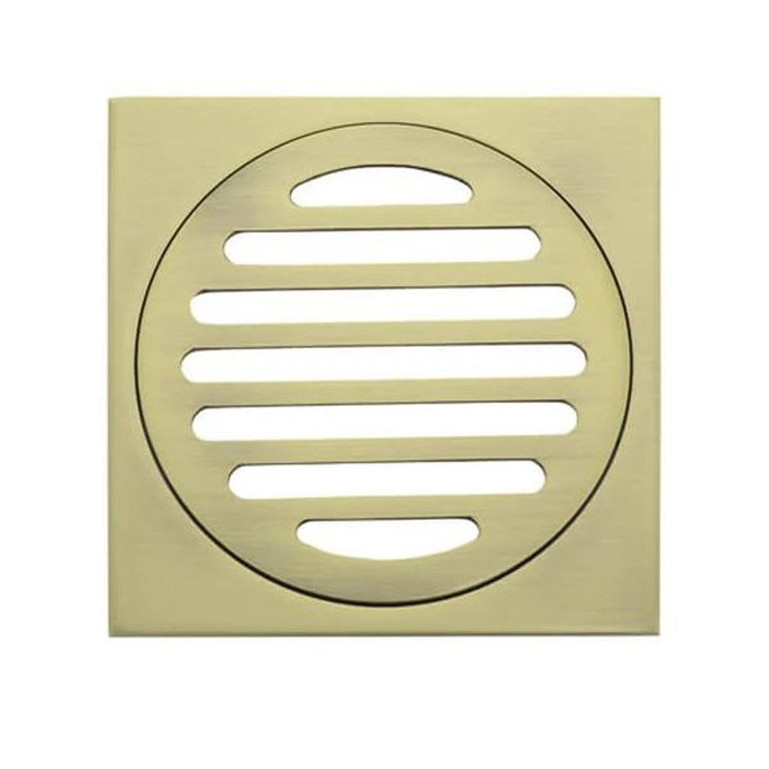 Meir Square Floor Grate Shower Drain 100mm Outlet - Gold