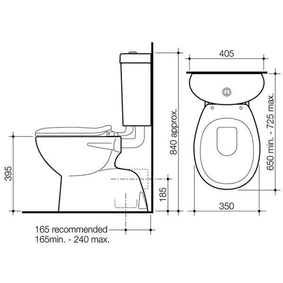 Caroma Profile/Trident Connector P Trap Suite S/C Seat White