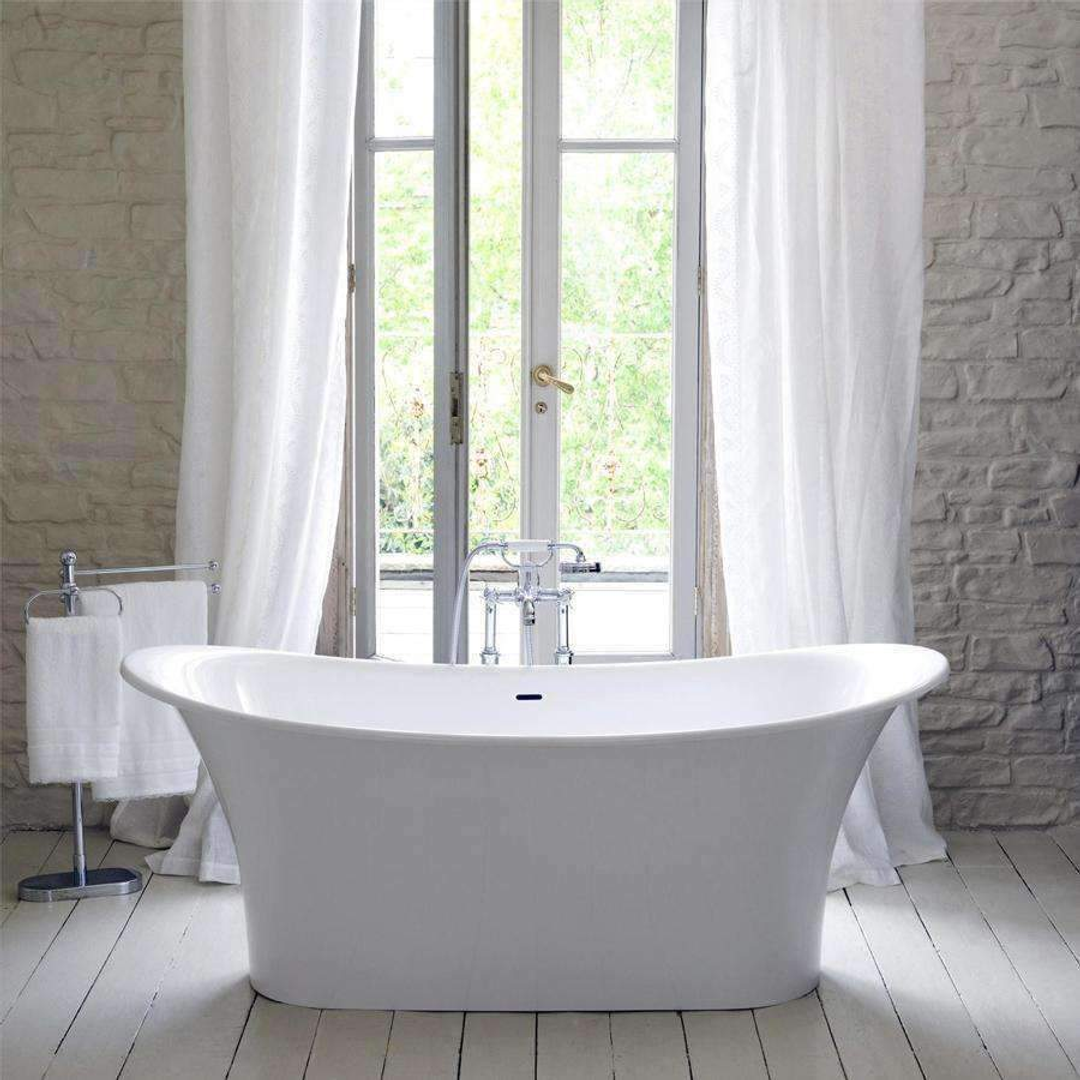 V+A Toulouse Freestanding Bateau Bath No Overflow Quarrycast White