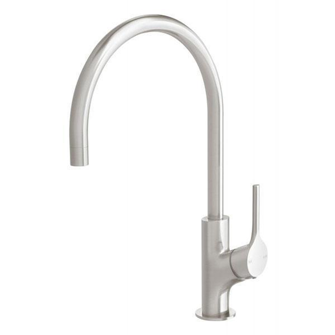 Phoenix Vivid Slimline Oval Sink Mixer 220mm Gooseneck - Brushed Nickel