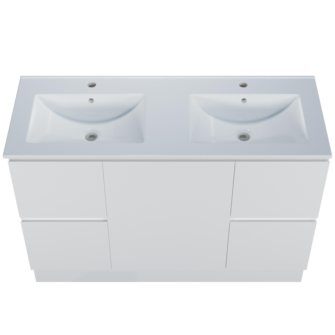 Harmony Double Drawer Vanity 1200mm, Centre Bowl Alpha Top, Floor Standing