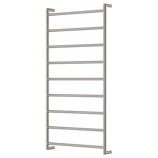 Fienza Kaya Round Heated Towel Rail 60120 Brushed Nickel 9 Bars 600 X 1200 X 100mm