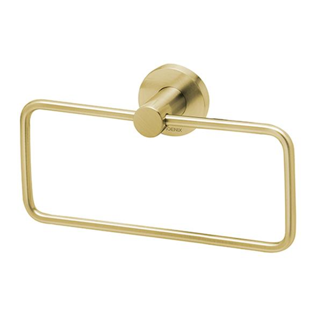 Phoenix Radii Hand Towel Holder Round Plate - Brushed Gold