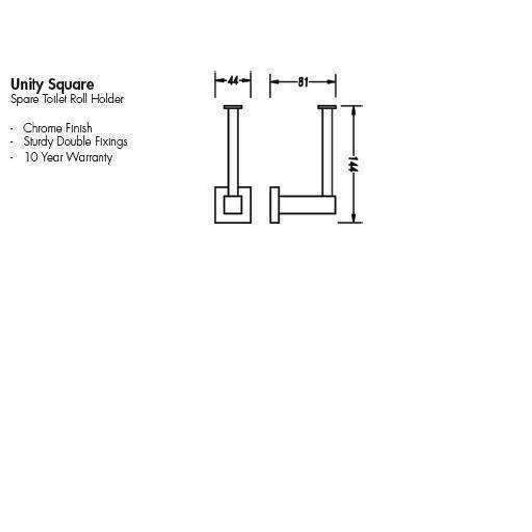 Aspire Unity **Square** Straight/Spare Toilet Roll Holder Cp **24