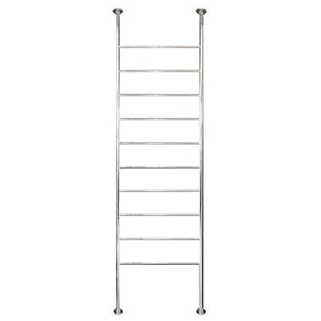 Radiant 600 X 2400mm Round Bar Floor To Ceiling Heated Towel Ladder