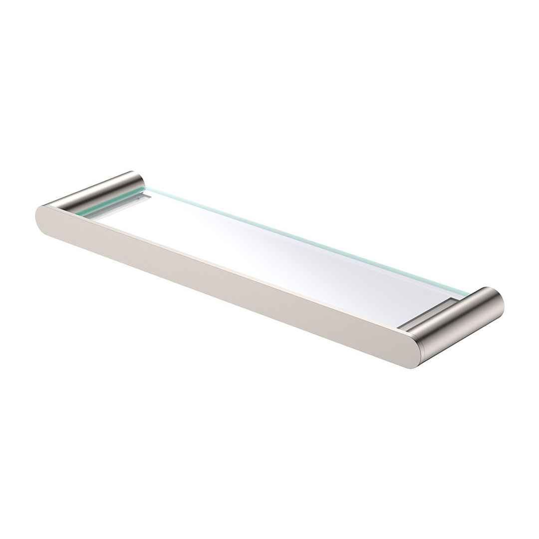 Fienza Empire Slim Shower Shelf Glass Ss304 Brushed Nickel