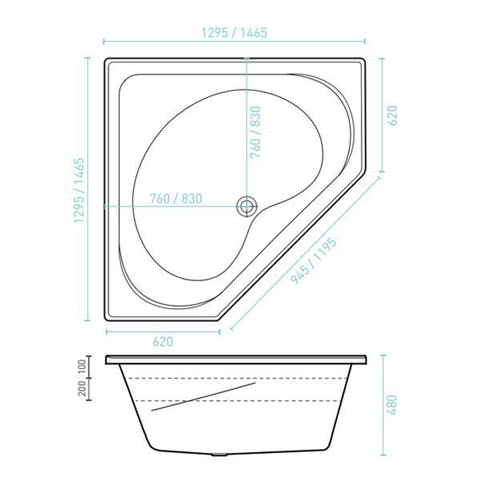 Decina Angelique Bath 1465 X 1465 X 480 White