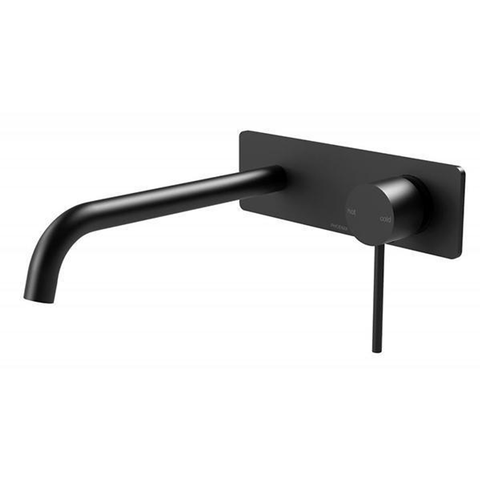 Phoenix Vivid Slimline Wall Basin Mixer Set 230mm Matte Black Vs7830-10