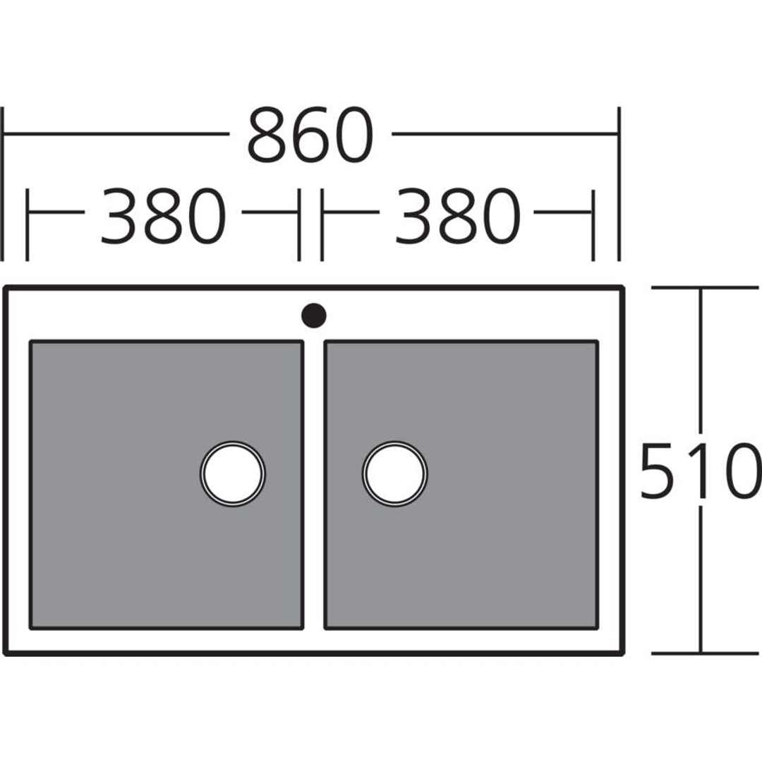 Oliveri Santorini White Double Bowl Topmount Sink 1 Tap Hole