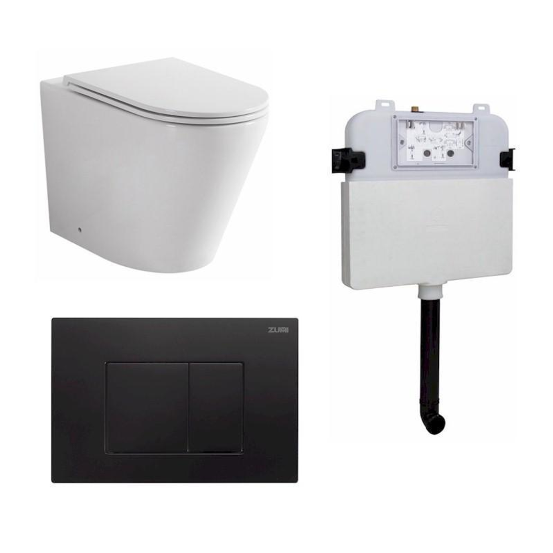 Zumi Java In-Wall Toilet Package Square Black Flush Plate