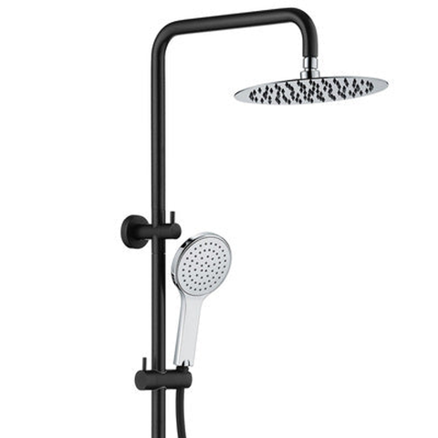 Fienza Kaya Twin Rail Shower Matte Black With Chrome Heads