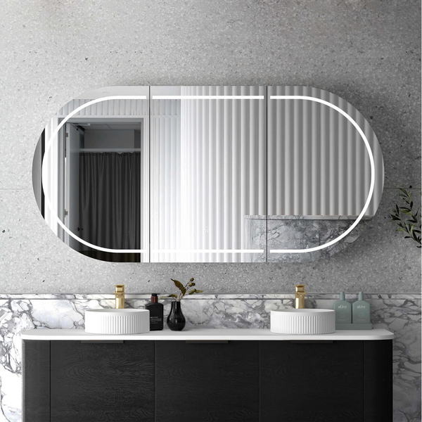 OTTI LED BONDI 1800X900 SHAVING CABINET BLACK OAK