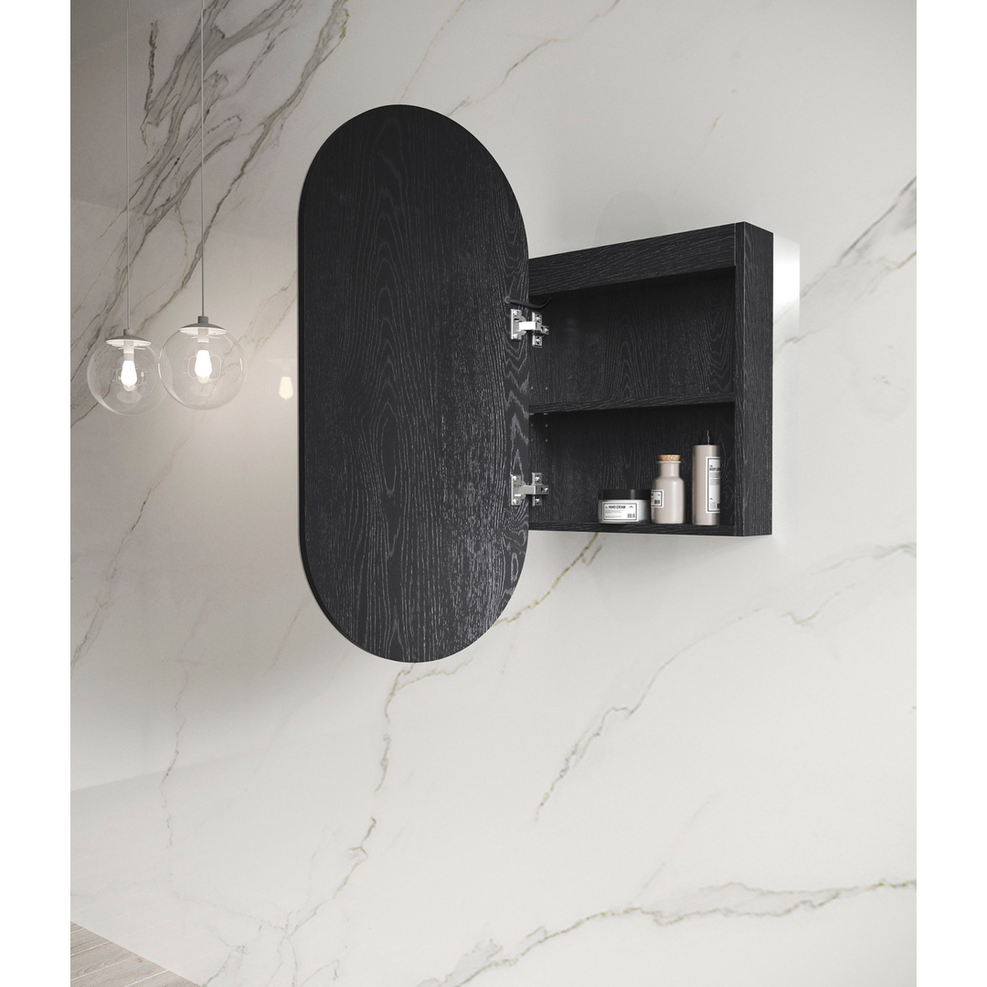 Otti Led Noosa Oval Shape Chaving Cabinet Black Oak