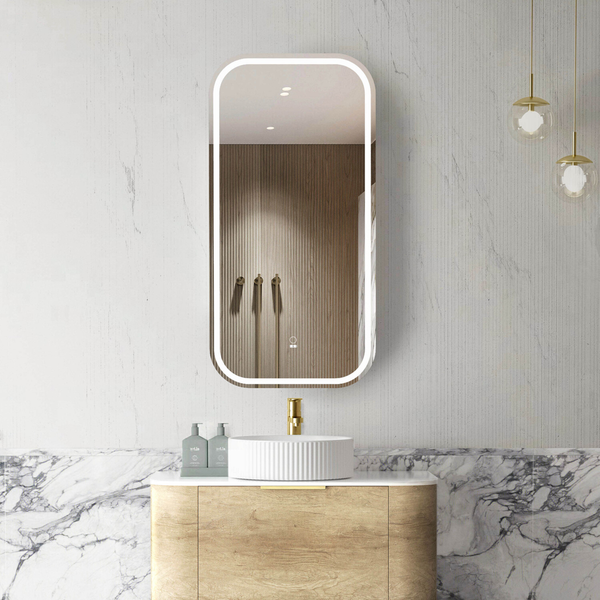 Otti Led Newport Soft Square Shaving Cabinet Natural Oak